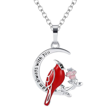 Load image into Gallery viewer, Heart-shaped pendant with a cardinal