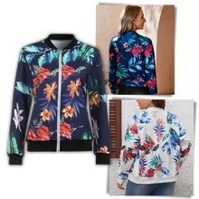 Load image into Gallery viewer, Chaqueta bomber con motivos florales y manga larga
- Ozerty