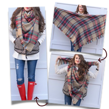 Cargar imagen en el visor de la galería, Bufanda de cashmere con tacto de lana de angora y diseño tartán
- Ozerty