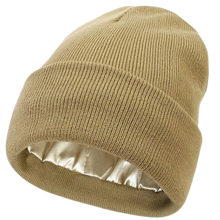 Load image into Gallery viewer, Gorro de punto con forro de satén -Caqui - Ozerty