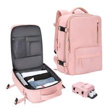Cargar imagen en el visor de la galería, Mochila de viaje impermeable con carga USB
-Rosa - Ozerty
